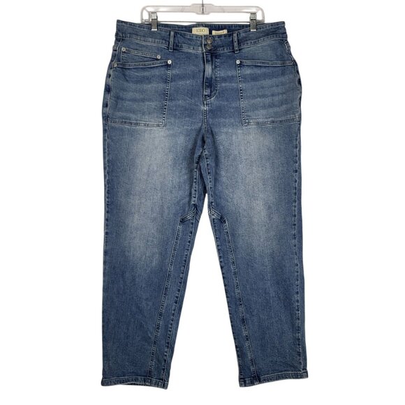 LOGO Lori Goldstein Cropped Jeans Women's 18W Light Wash Cropped Equestrian Boho - Picture 1 of 10